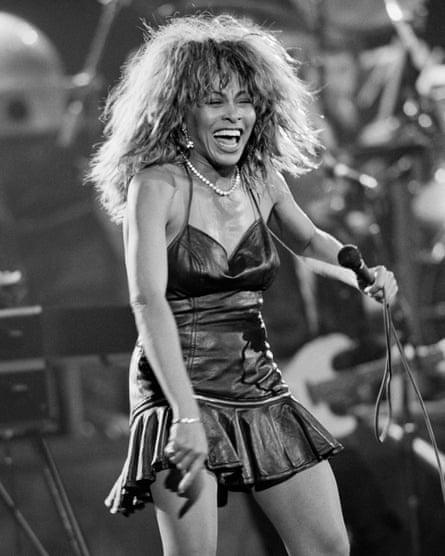 Tina Turner performs in March 1987 in Paris during the first concert of a world tour.