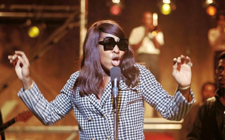 American singer Tina Turner of the Ike & Tina Turner Revue performs on stage wearing sunglasses during recording of the Associated Rediffusion Television pop music television show Ready Steady Go! at Wembley Television Studios in London in September 1966. The show would be broadcast on ITV on 30th September 1966.